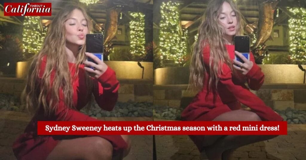 Sydney Sweeney heats up the Christmas season with a red mini dress!