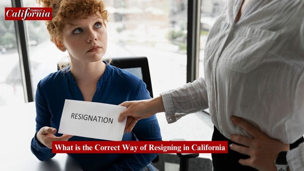 "What is the Correct Way of Resigning in California: An employee handing a resignation letter to their manager in a professional setting."